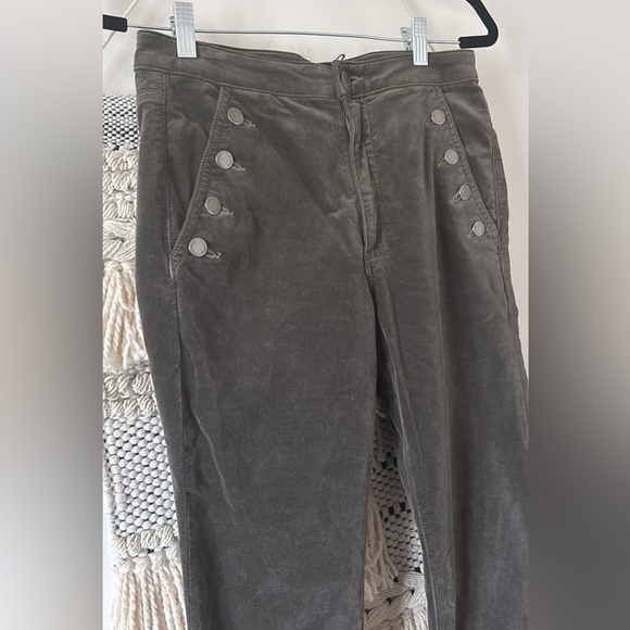 NWOT Ramy Brook Helena High Rise Velvet Flare Wide Leg Jeans Pants in Olive 30 - Picture 4 of 8